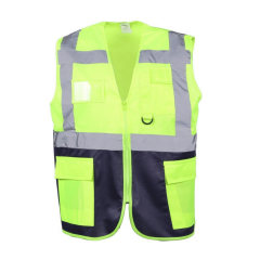 Sarı Lacivert Hi-Vis Reflektörlü Mühendis İkaz Yeleği