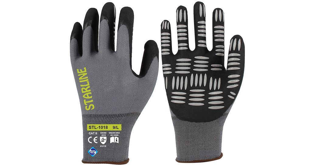 Starline STL-1018 1/2 Köpük Nitril Kaplı Dikişsiz Naylon-Spandeks Astarlı Avuç İçi Takviyeli İş Eldiven EN388-4121X