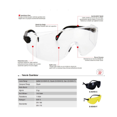 Starline G-034A-C Ayarlanabilir Saplı İp Delikli Antifog  Gözlüğü