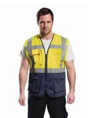 Uniwest Sarı Lacivert Reflektörlü Mühendis Yeleği