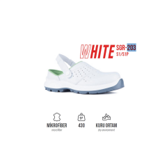 Segura White SGR-203 S1 SRC Mikrofiber Deri Çelik Burun Sabo Terlik İş Ayakkabısı