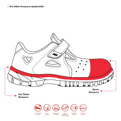 Mekap Pro Jeriko 234R S1 Siyah Baskılı Deri Çelilk Burunlu İş Ayakkabısı