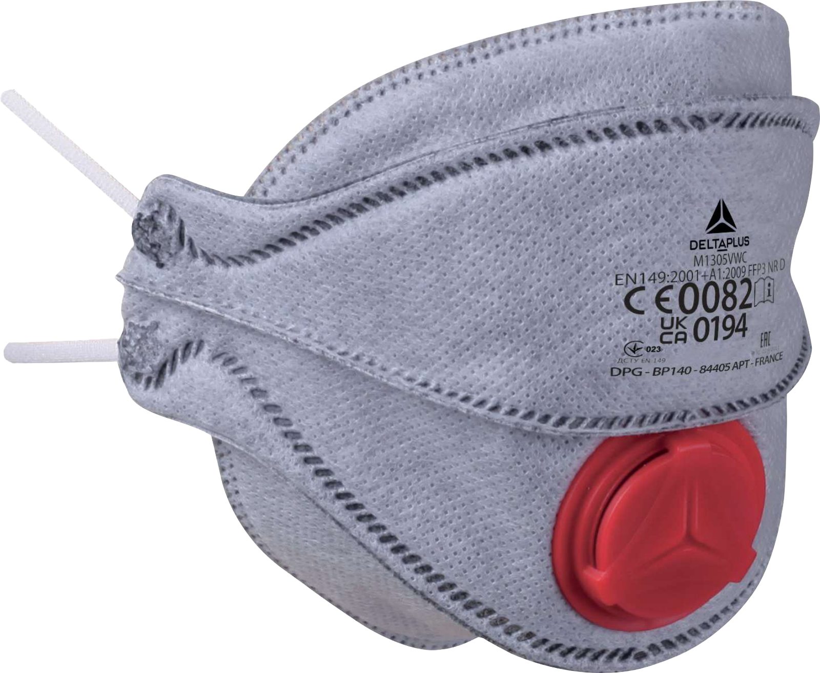 Delta Plus M1305Vw Ffp3 Nr D 4 Katlı Ventilli Dolomit Burun Klipsli Gri Maske 10'Lu Kutu