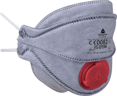 Delta Plus M1305Vw Ffp3 Nr D 4 Katlı Ventilli Dolomit Burun Klipsli Gri Maske 10'Lu Kutu