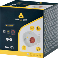 Delta Plus M1300Vb Ffp3 Nr D Dikey Katlanabilir Burun Klipsli Tekli Poşet Ventilli Maske 10'Lü Kutu
