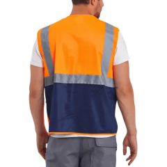 Turuncu Lacivert Hi-Vis Reflektörlü Mühendis  İkaz Yeleği