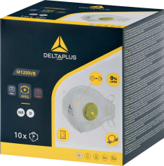 Delta Plus M1200Vb Ffp2 Nr D Ventilli Maske Burun Klipsli Katlanır Tekli Poşet 10'Lu Kutu