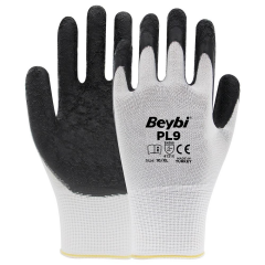 Beybi PL9 1/2 Crinkle Lateks Kaplı Kaplı Polyester Örme Astar A Kesilme Dirençli İş Eldiveni EN388 3131A
