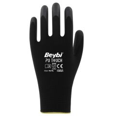 Beybi Pu Touch Poliüretan Kaplı Polyester Örme Eldiven Siyah