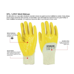 Starline STL-LPKY 3/4 Sarı Nitril Kaplık Pamuk Astarlı Montaj Eldiveni 4121X