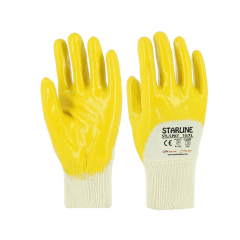 Starline STL-LPKY 3/4 Sarı Nitril Kaplık Pamuk Astarlı Montaj Eldiveni 4121X