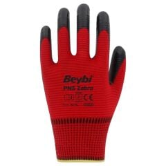 Beybi PN5 Zebra Polyester Örme Nitril Eldiven
