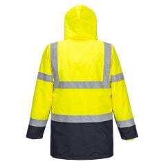 Portwest S766 5-in-1 Hi-Vis Yüksek Görünürlüklü 300D Oxford %100 Polyester Kumaş Parka Kaban Sarı lacivert