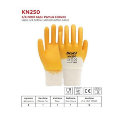 Beybi KN250 3/4 Nitril Kaplı Pamuk Nitril İş Eldiveni