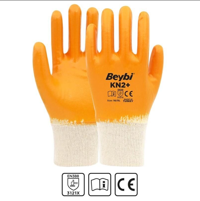Beybi KN2+ Tam Nitril Kaplı Pamuk İş Eldiveni