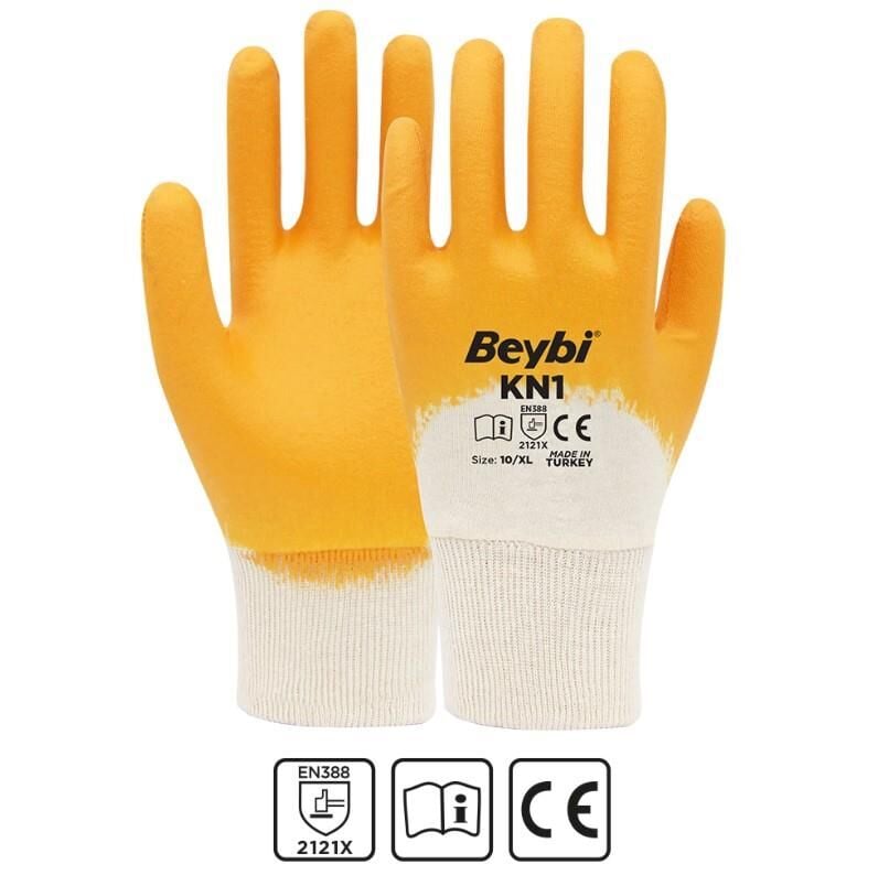 Beybi KN1 3/4 Nitril Kaplı Pamuk İş Eldiveni