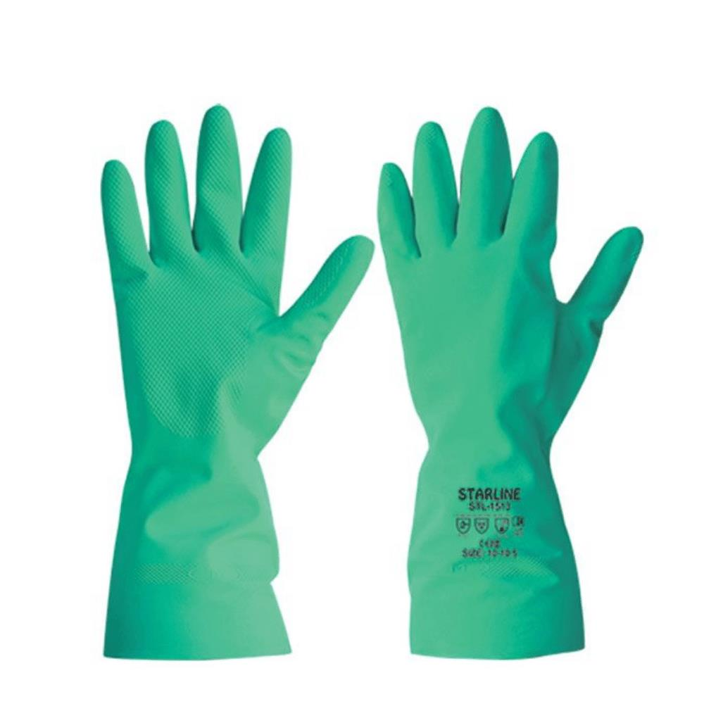Starline STL-1513 Kimyasal Nitril Eldiven Kalınlık : 0,38mm Uzunluk : 330mm EN388-4101X EN ISO 374-1 AJKLMNOPT EN374-5