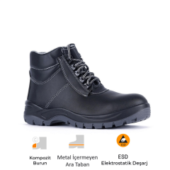 Mekap Policap 023 S3 SRC ESD Vidala Deri Kompozit Burun Kevlar Ara Taban İş Botu