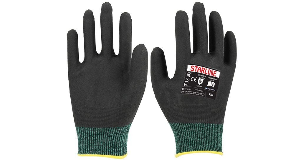 Starline STL-1503 4/4 Köpük Nitril Kaplı Naylon Astarlı D Kesilmez Eldiven EN388-4X43D