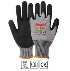 Beybi CU300 1/2 PU (Poliüretan) Kaplı HDPE 13G Astar B Kesilme Dirençli İş Eldiveni EN388 4344B