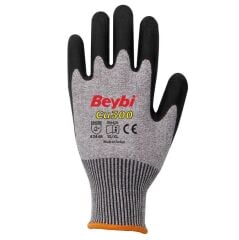 Beybi CU300 1/2 PU (Poliüretan) Kaplı HDPE 13G Astar B Kesilme Dirençli İş Eldiveni EN388 4344B
