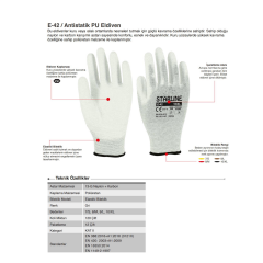 Starline E-42  1/2 PU (Poliüretan) Kaplı Polyamid ve Karbon Karışımlı Astarlı Antistatik Beyaz İş Eldiven EN388-3121X EN16350 EN1149-2