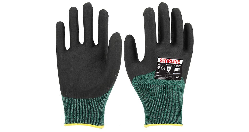 Starline STL-1502 3/4 Köpük Nitril Kaplı Naylon Astarlı D Kesilmez Eldiven EN388-4X43D