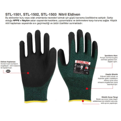 Starline STL-1501 1/2 Köpük Nitril Kaplı Naylon Astarlı D Kesilmez Eldiven EN388-4X43D