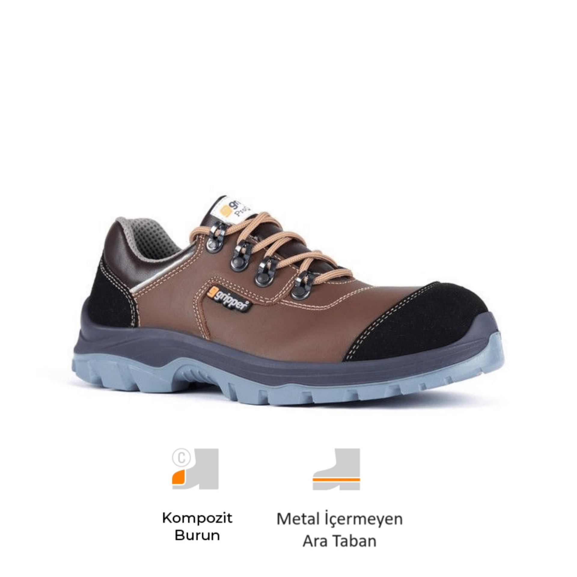 Mekap Gripper Grazy Low GPR-214 S3 SRC Vidala ve Mikrofiber Deri Fiberglass Burun Kevlar Ara Taban İş Ayakkabısı