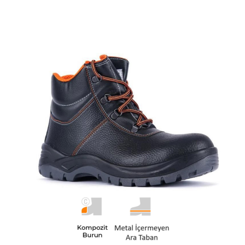 Mekap Pro Policap 023 S3 SRC Baskılı Deri Fiberglass Burun Kevlar Ara Taban İş Botu