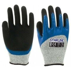 Starline E-135620 3/4 Nitril Kaplı HDPE-Fiberglas Astarlı C Kesilmez Eldiven EN388-4X43C