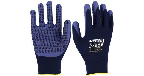 Starline STL-1304 1/2 Mikro Köpük Nitril Kaplı Naylon Astarlı Avuç İçi Tırtıklı Eldiven A Kesilmez 100° Isı Temasına Dayanıklı Eldiven EN388-4141A EN407-X1XXXX
