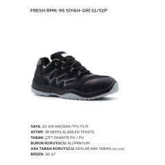 Mekap Pro RMK-95 | SR | E | A | CI | FO Mikrofiber Deri Siyah Gri Alüminyum Burun İş Ayakkabısı