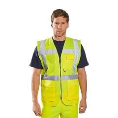Sarı Hi-Vis Reflektörlü Mühendis İkaz Yeleği