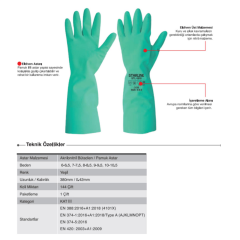 Starline STL-1815 Nitril Kimyasal Eldiven Kalınlık 0,42 mm Uzunluk 38 cm