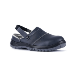 Mekap Slipper 210-02 S1 SRC Lacivert Mikrofiber Deri Çelik Burun Sabo İş Terlik Sandalet 35