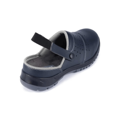 Mekap Slipper 210-02 S1 SRC Lacivert Mikrofiber Deri Çelik Burun Sabo İş Terlik Sandalet 35