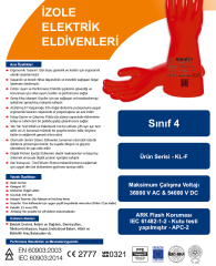 Kamfet Class 4 Elektrikçi Eldiveni 3.6 mm Kalınlık 36.000 V AC - 40.000 V A, C, H EN 60903 & IEC 60903 ATPV 39 cal/cm2