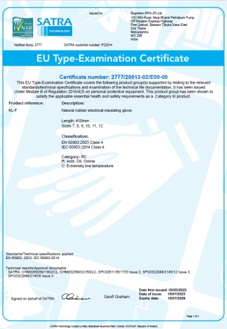 Kamfet Class 4 Elektrikçi Eldiveni 3.6 mm Kalınlık 36.000 V AC - 40.000 V A, C, H EN 60903 & IEC 60903 ATPV 39 cal/cm2
