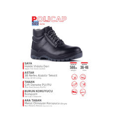 Mekap Policap 023 S3 SRC Vidala Deri Kompozit Burun Kevlar Ara Taban Elektrikçi İş Botu