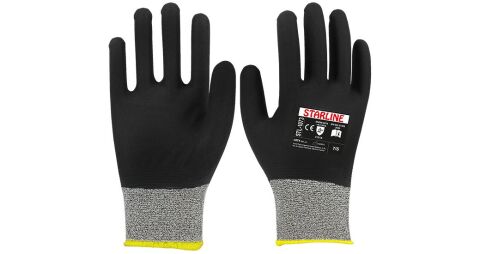 Starline STL-1073 4/4 Köpük Nitril Kaplı Naylon Astarlı A Kesilmez Eldiven EN388-3121A