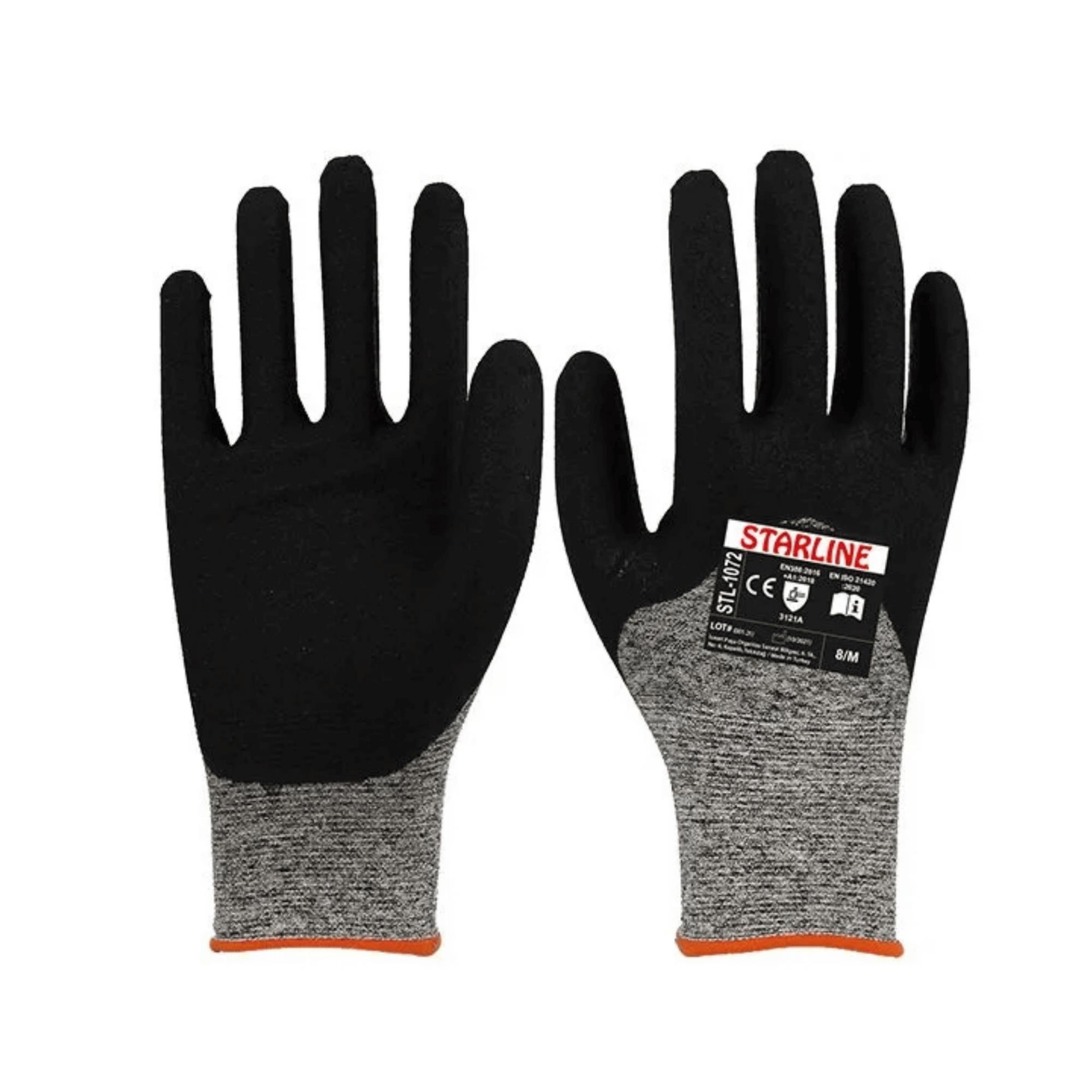 Starline STL-1072 3/4 Köpük Nitril Kaplı Naylon Astarlı A Kesilmez Eldiven EN388-3121A