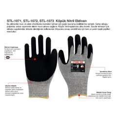 Starline STL-1071 1/2 Köpük Nitril Kaplı Naylon Astarlı A Kesilmez Eldiven EN388-3121A