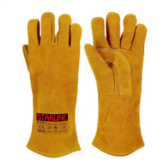 Starline E-1311 yarma Deri Avuç İçi Takviyeli Aramid (Kevlar) Dikişli Kaynakçı Eldiveni EN388-4244X EN407-413X4X EN ISO 12477:2001+A1:2005 TypeA