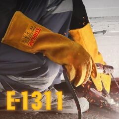 Starline E-1311 yarma Deri Avuç İçi Takviyeli Aramid (Kevlar) Dikişli Kaynakçı Eldiveni EN388-4244X EN407-413X4X EN ISO 12477:2001+A1:2005 TypeA