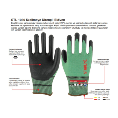 Starline STL-1030 1/2 Köpük Nitril Kaplı Çelik HPPE Naylon-Spandeks Astarlı F Kesilmez İş Eldiveni EN388-4X42F