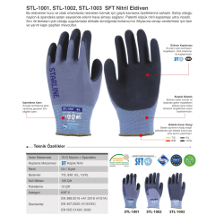 Starline STL-1001 1/2 Köpük Nitril Kaplı Naylon+Spandeks Astarlı 100° Isı Temasına Dayanıklı Eldiven EN388-4131X EN407-X1XXXX