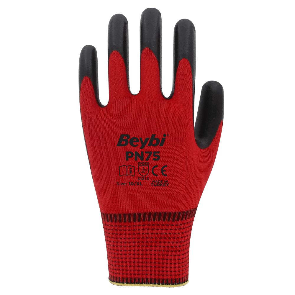 Beybi PN75 Polyester Örme Nitril Eldiven