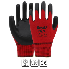 Beybi PN75 Polyester Örme Nitril Eldiven
