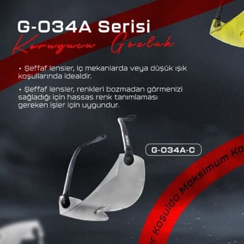 Starline G-034A-C Ayarlanabilir Saplı İp Delikli Antifog  Gözlüğü